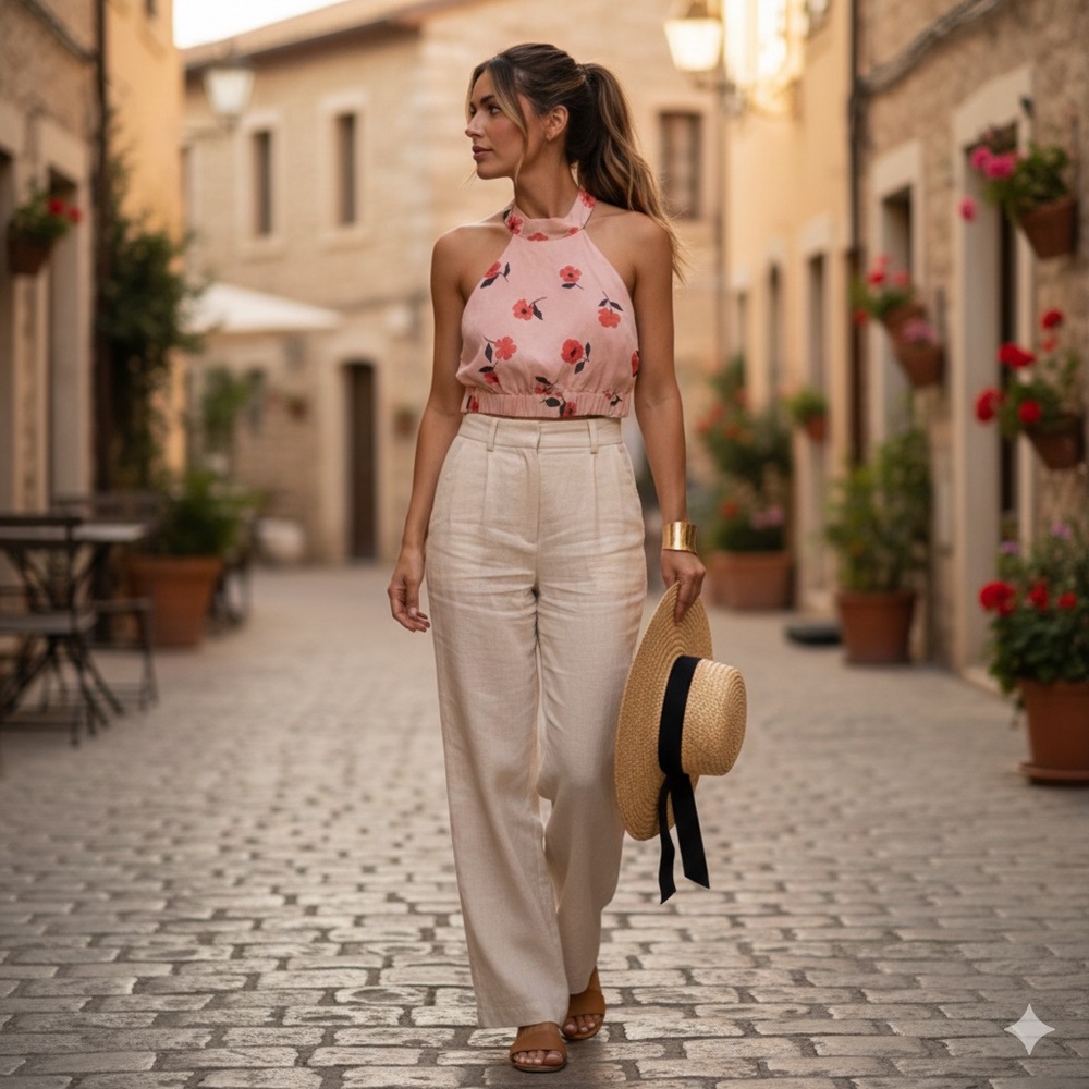 Zara floral halter‎ crop top